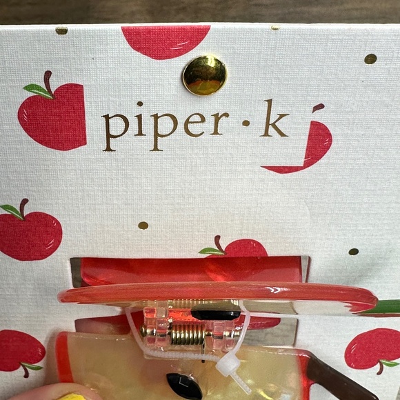 NWT Piper K Green and Red Apple Large Claw Hair Clips, School, Teacher, Orchard - Picture 2 of 6